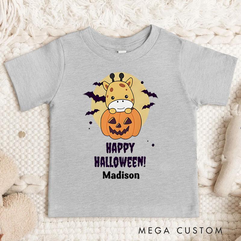 Personalized Happy Halloween Shirt for Kids Perfect for Adding Cheerful and Festive Vibes to Halloween Celebrations Kids T-Shirt