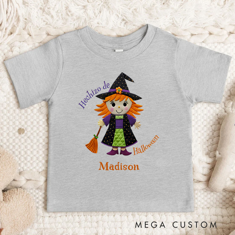 Personalized Little Halloween Witch Shirt for Kids Perfect for Adding a Magical and Festive Touch to Halloween Kids T-Shirt