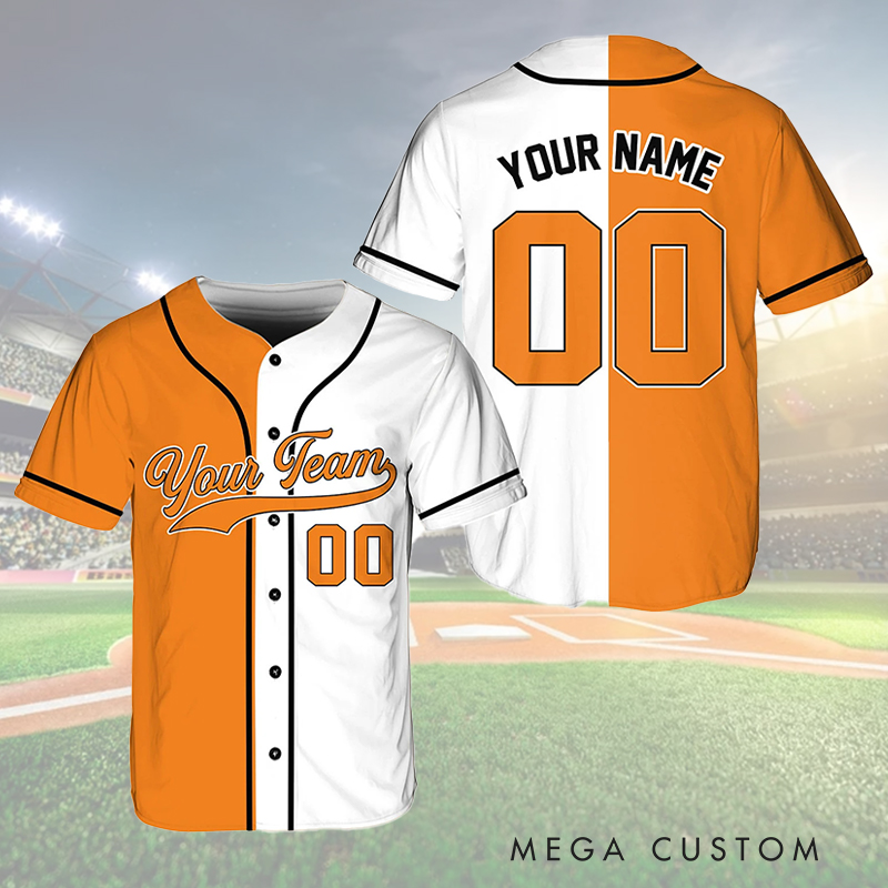 Personalized Two-Tone Baseball Jersey with Customizable Text and Number