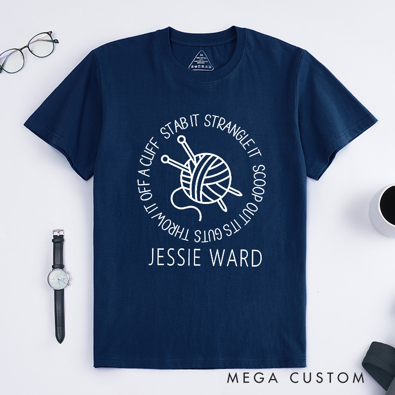Personalized Funny Knitting Classic T-Shirts Knit Gift Knitter Gifts  for Knitting Lover Funny Knitter