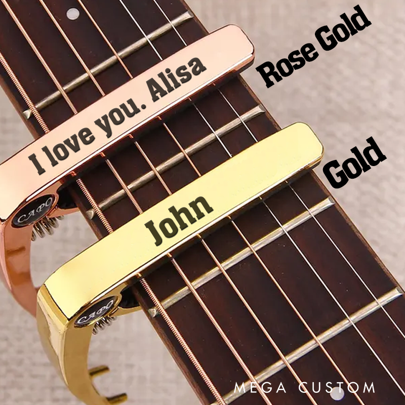 Personalized Wood Grain Guitar Capo for Him, Personalize Guitar Accessories and Ideal Metal Capo and Music Gift for Guitarist Musician