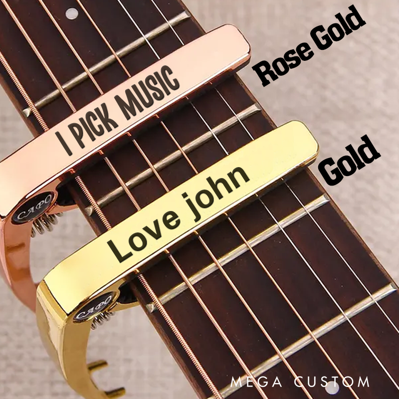 Personalized Wood Grain Guitar Capo for Him and Personalize Guitar Accessories and Ideal Metal Capo and Music Gift for Guitarist Musician