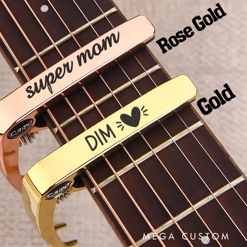 Personalized Wood Grain or Metal Guitar Capo and Musician Gift Idea Guitar Player Gift