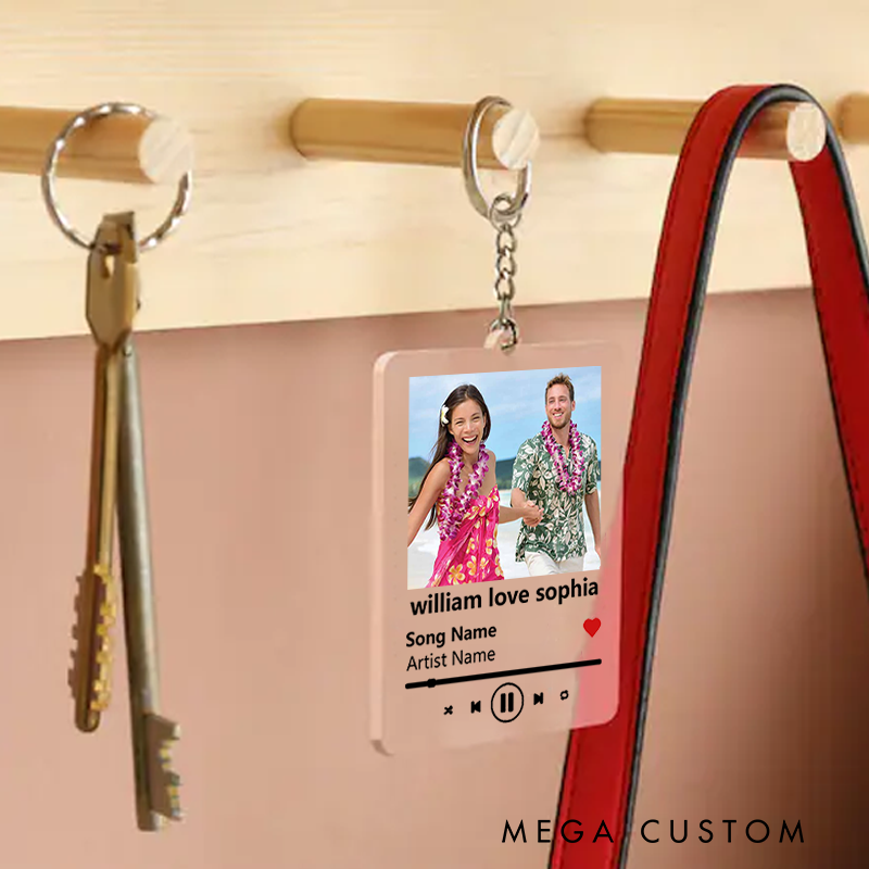 Personalized Keychain for Music Lovers and Personalized Acrylic Keychain Custom the Song and Photo and Album Cover