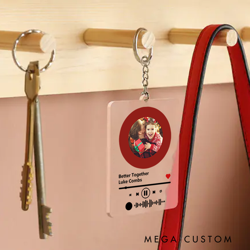 Personalized Photo Keychain and Custom Song Plaque Keychain and Music Acrylic Plaque