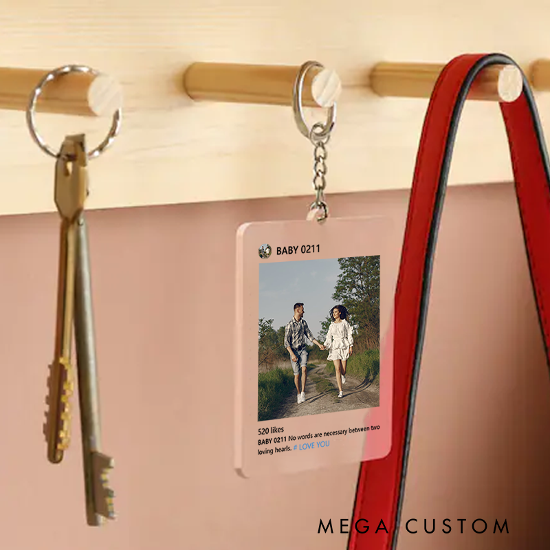 Personalized Keychain and Your Photo and Your Song and Uniquely Yours and Personalized Scannable Music Keychain
