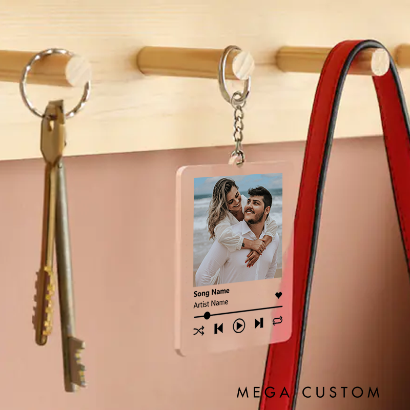 Personalized Photo Keychain and Custom Song Plaque Keychain and Music Acrylic Plaque