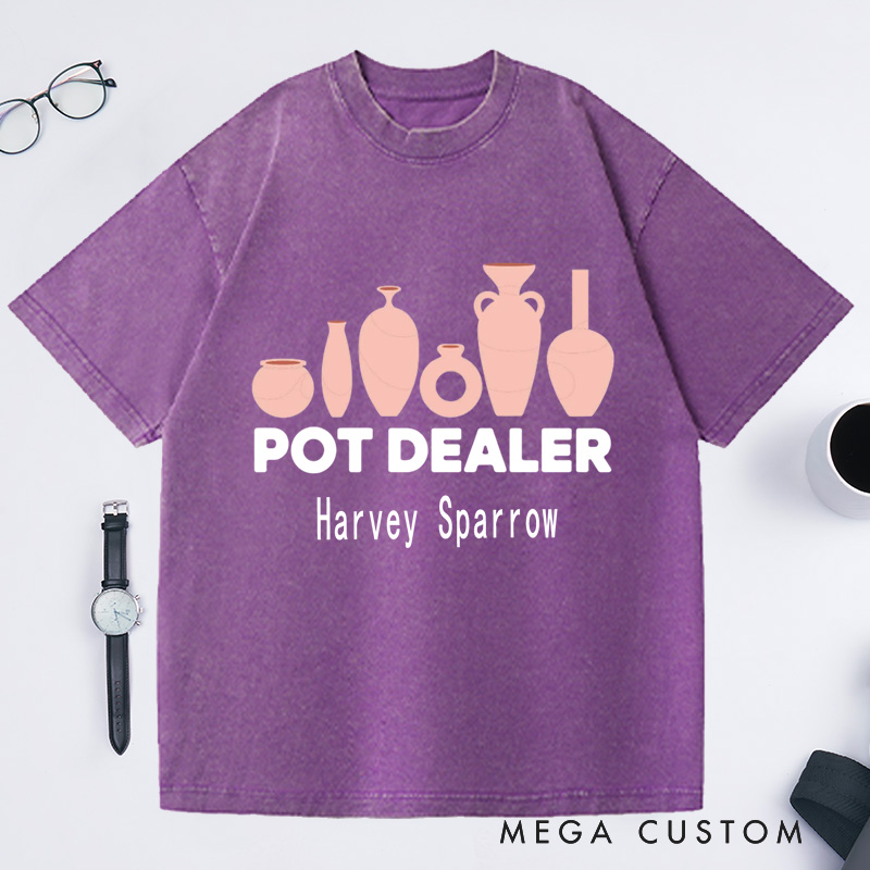 Personalized Pot Dealer Washed T-Shirts Pottery Lover Gift Potters Gifts Clay Tshirt Custom Tee