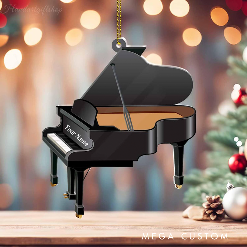 Personalized Black Piano Christmas Ornament and Grand Piano Ornaments and Piano Lovers Ornament Gift