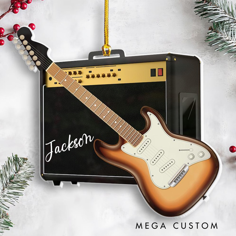Personalized Guitar Christmas Ornament and Personalized Guitar Ornament and Guitar Lover Gifts and Guitar Ornament and Gift for Guitar Players