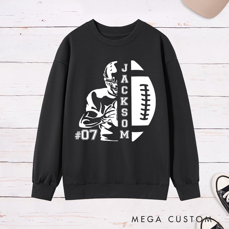 Personalized American Football Sweatshirt with Custom Name and Number for Game Day