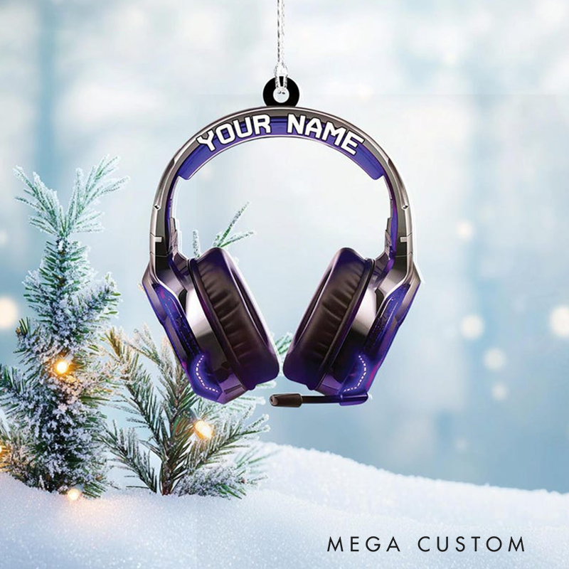Personalized Gaming Head Phones Light Christmas Ornament and Gaming Ornament and Gamer Christmas Ornament and Video Game Ornament Gift