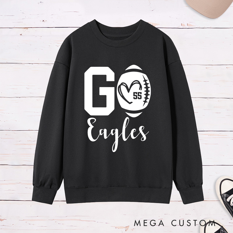 Personalized American Football Sweatshirt with Custom Team Name and Number for Game Day 