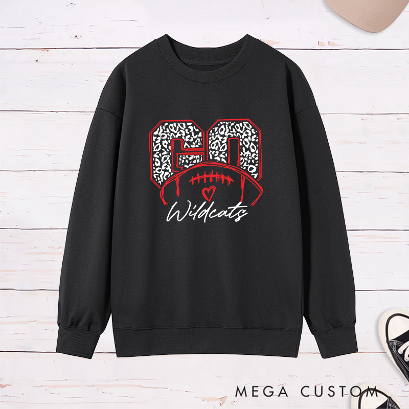 Personalized American Football Leopard Sweatshirt Featuring Custom Your Team Name on the Front