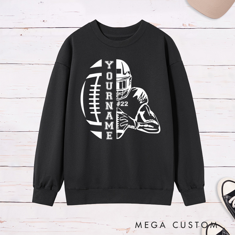 Personalized American Football Sweatshirt with Custom Player Name and Number
