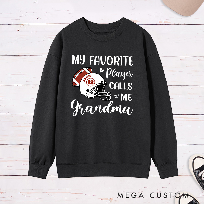 Personalized American Football Grandma Sweatshirt with Custom Name and Number