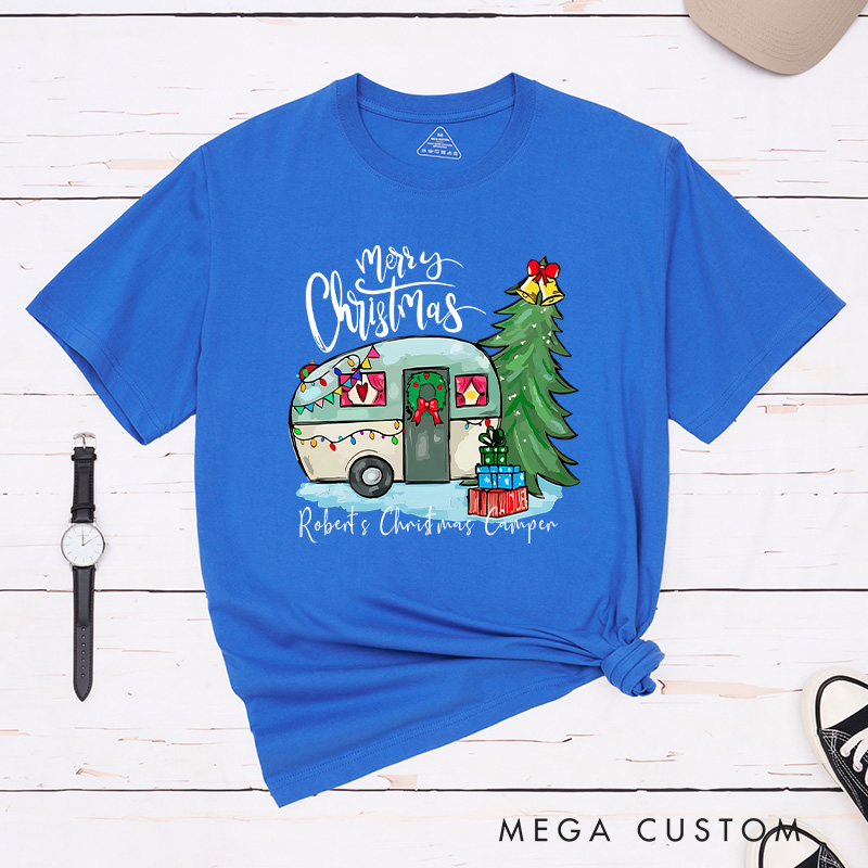 Personalized Camper Christmas T-Shirt Hiking Outdoors Lover Shirt Christmas Gift
