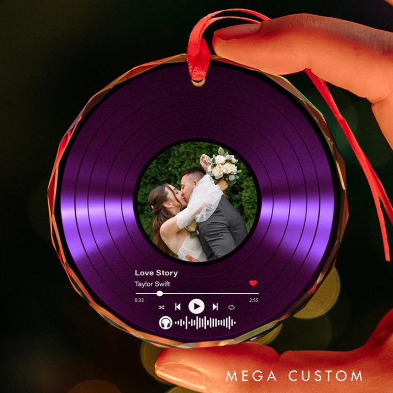 Personalized Song Photo Ornament and Couple Song Ornament Personalized Album Cover Music Plaque Acrylic Record Plaque Music Gift