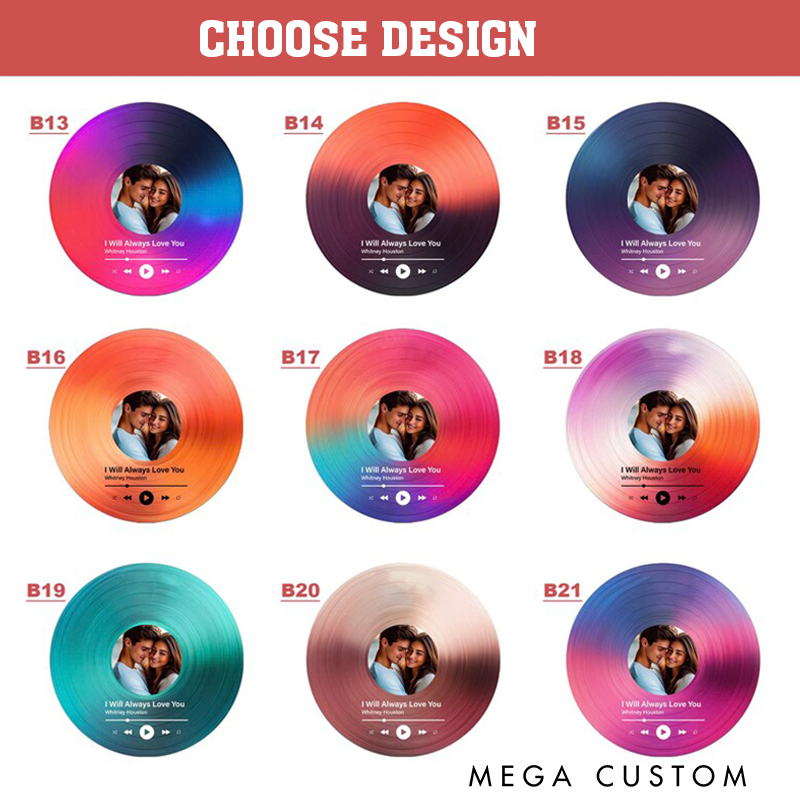 Personalized Vinyl Record Photo Ornament and Acrylic Song Plaque and Couples Christmas Ornament