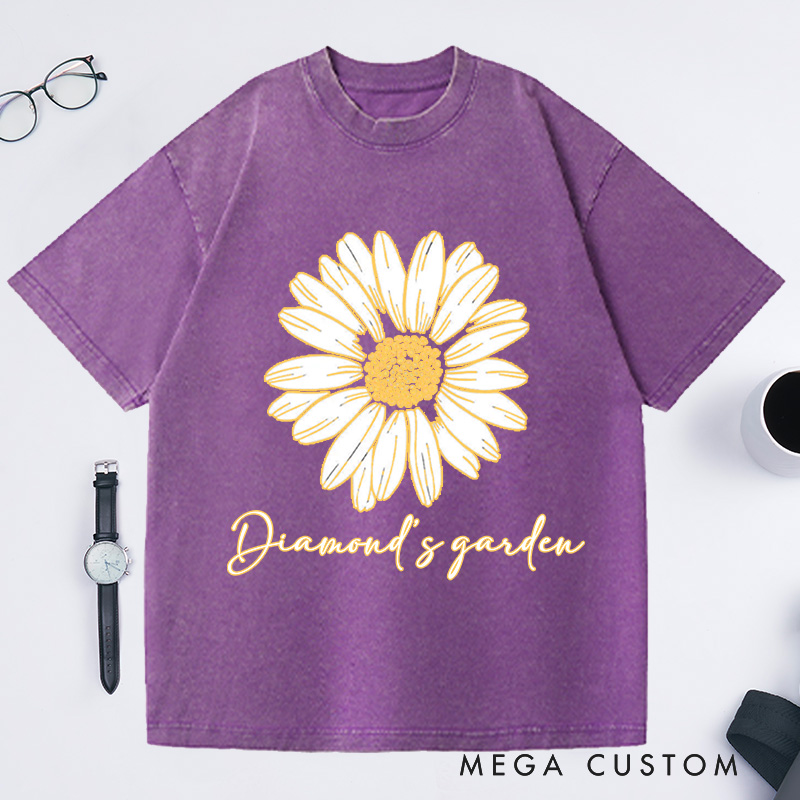 Personalized Daisy Washed T-Shirts Wildflower Shirt Floral Shirt Gift Plant Lover Gift Gardening Lover Gift Flower Tee Plant Lover Tee