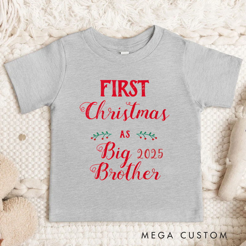 Personalized First Christmas as Big Brother Kids Matching T-Shirt