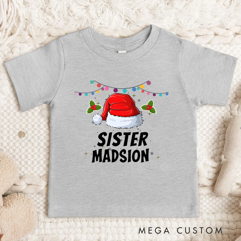 Personalized Cute Funny Santa Hat Christmas Kids T-Shirt Gift for Kids
