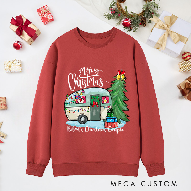 Personalized Camper Christmas Classic Sweatshirts Hiking Outdoors Lover Sweatshirts Christmas Gift