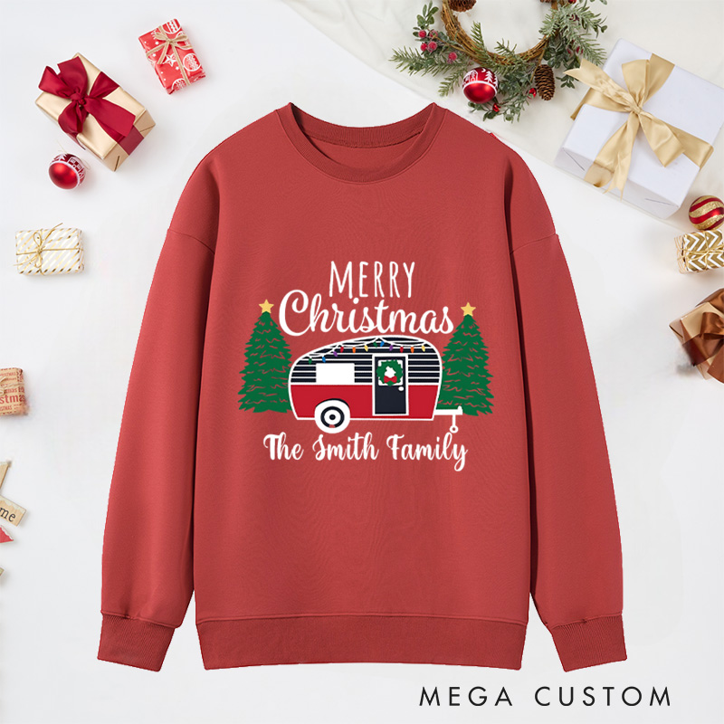 Personalized Cozy Camper Christmas Classic Sweatshirts Merry Christmas Sweatshirts Christmas Gift for Outdoors Lover