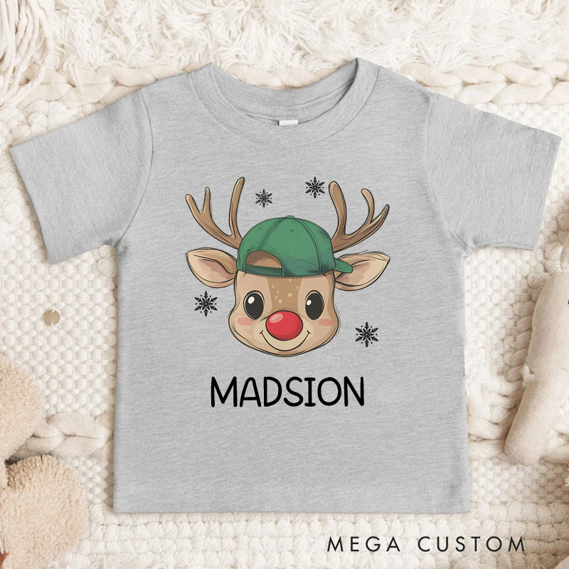 Personalized Reindeer Name Kids Shirt Cute Holiday Shirt Xmas Kids Gift