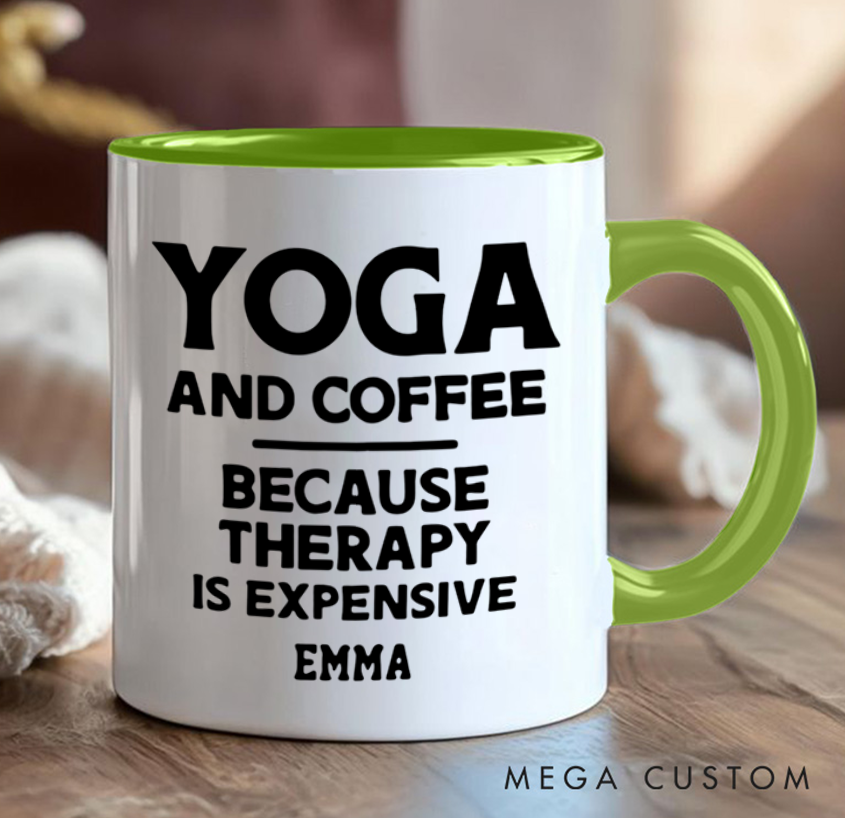 Personalized Yoga and Coffee Mug with Funny Quote Custom Name Perfect Gift for Yoga Lover
