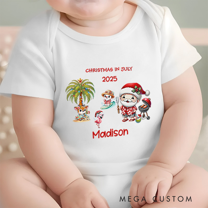 Personalized Christmas in July Baby Onesie Perfect for Fun and Festive Seasonal Celebrations Baby Onesie