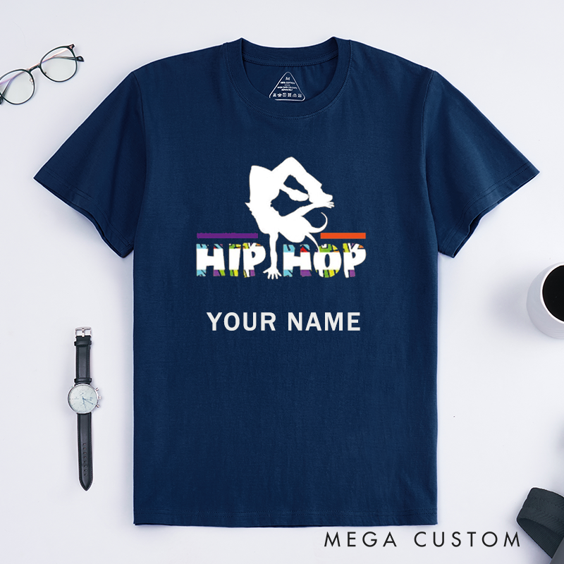 Personalized Hip Hop Dance T-Shirts for Men Custom Name Breakdancer Graphic Streetwear Gift for Dancer or Hip Hop Lover Comfortable Tee