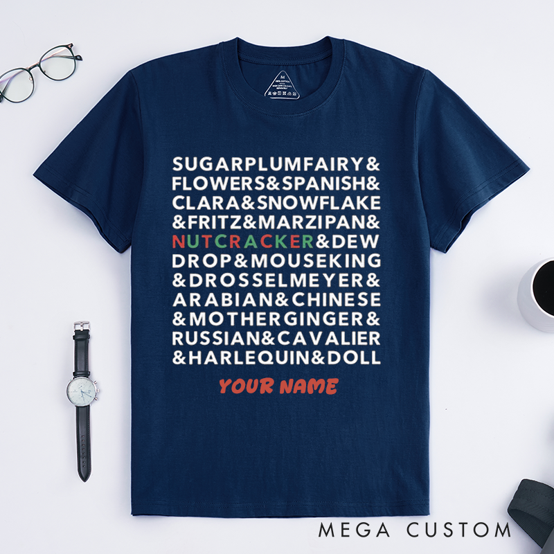 Personalized Ballet Dance Characters Unisex T-Shirts Custom Name Gift for Dancer Ballet Lover Unique Present Family Matching Outfit