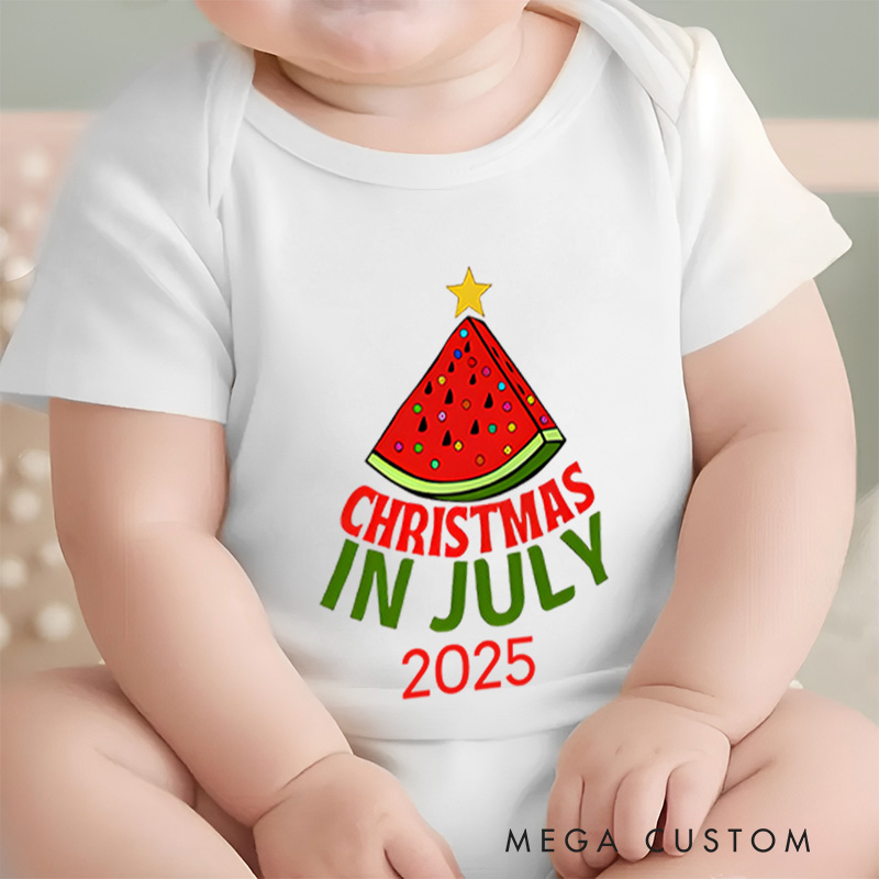 Personalized Christmas in July Watermelon Baby Onesie Perfect for a Unique and Fun Holiday Celebration Baby Onesie