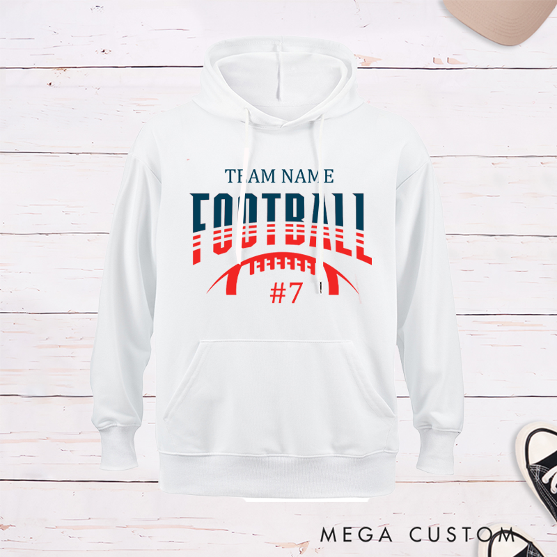 Personalized American Football Hoodie with Custom Your Team Name and Number