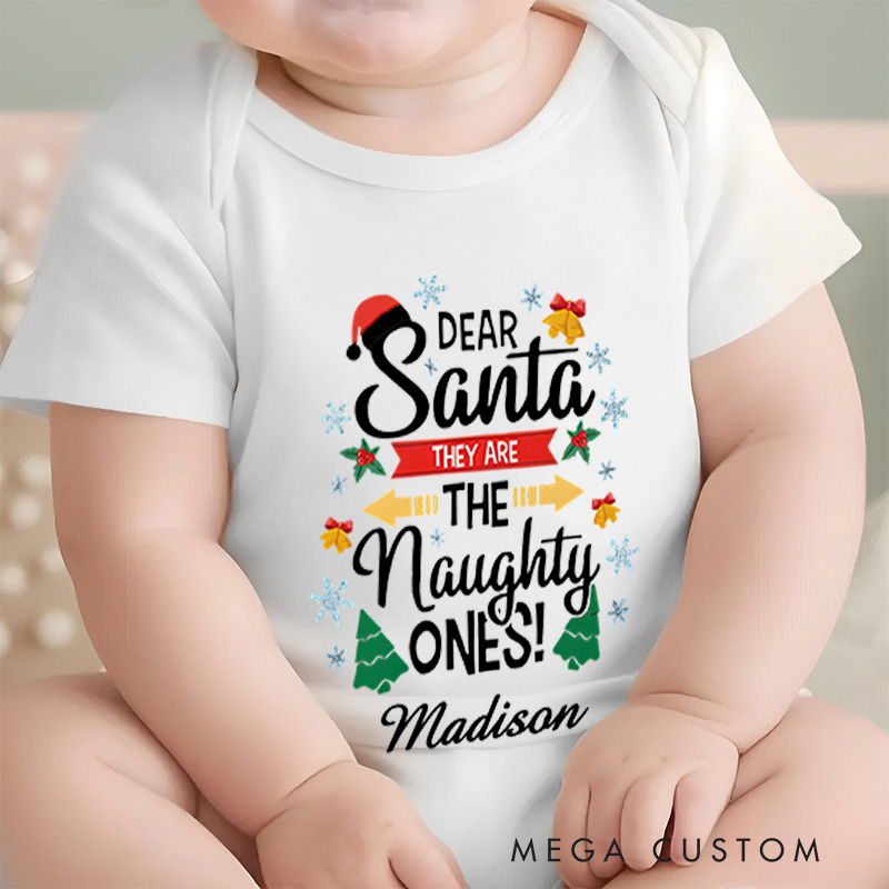 Personalized Dear Santa Naughty Ones Baby Onesie Perfect for Adding Humor to Festive Celebrations Baby Onesie