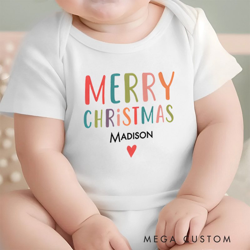 Personalized Merry Christmas Baby Onesie Perfect for Adding Festive Cheer to Holiday Celebrations Baby Onesie