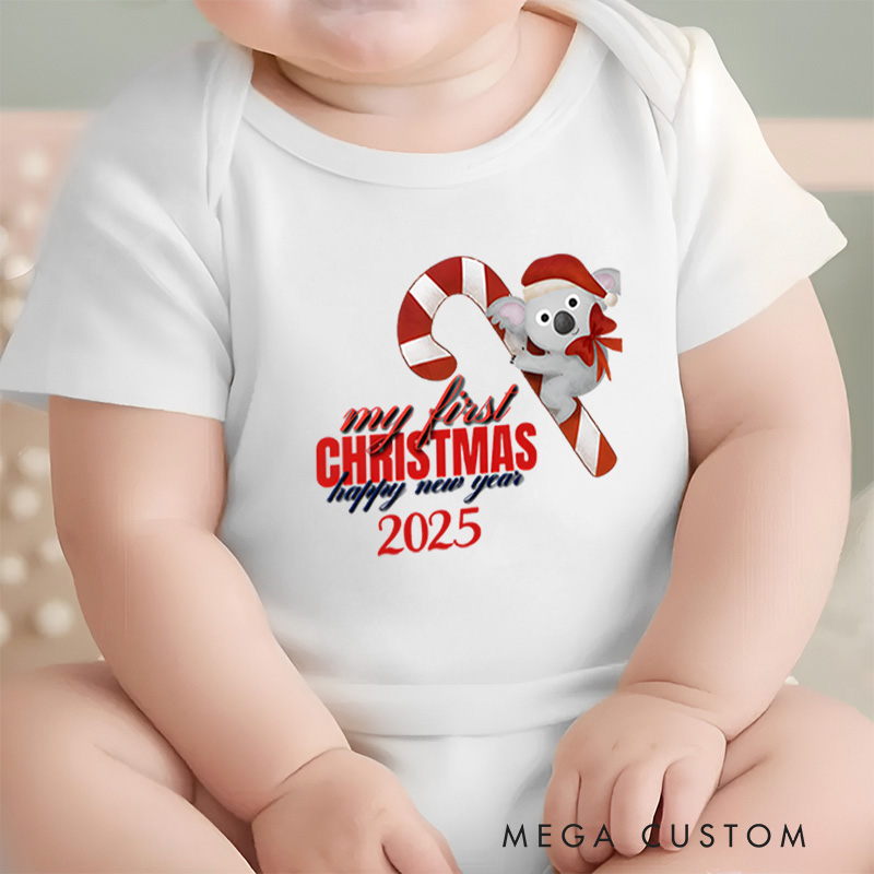 Personalized My First Christmas Candy Cane Baby Onesie Perfect for Marking a Baby’s Holiday Milestone Baby Onesie
