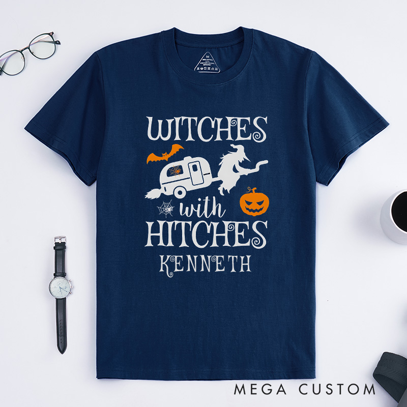 Personalized Witches with Hitches T-Shirt Campers Life Lovers Shirt Spooky Pumpkin Shirt Halloween Gift Adventure Outdoor
