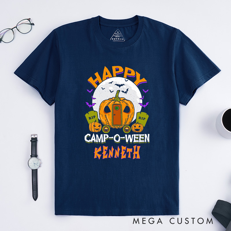 Personalized Happy Camp Halloween T-Shirt Halloween Camping Adventure Shirt Gift for Outdoor