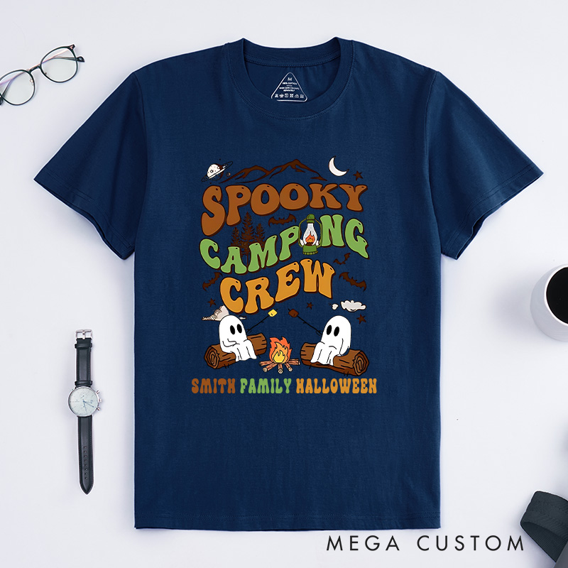 Personalized Spooky Camping Crew T-Shirt a Haunted Campfire Adventure T-Shirt Halloween Gift Outdoor Lover