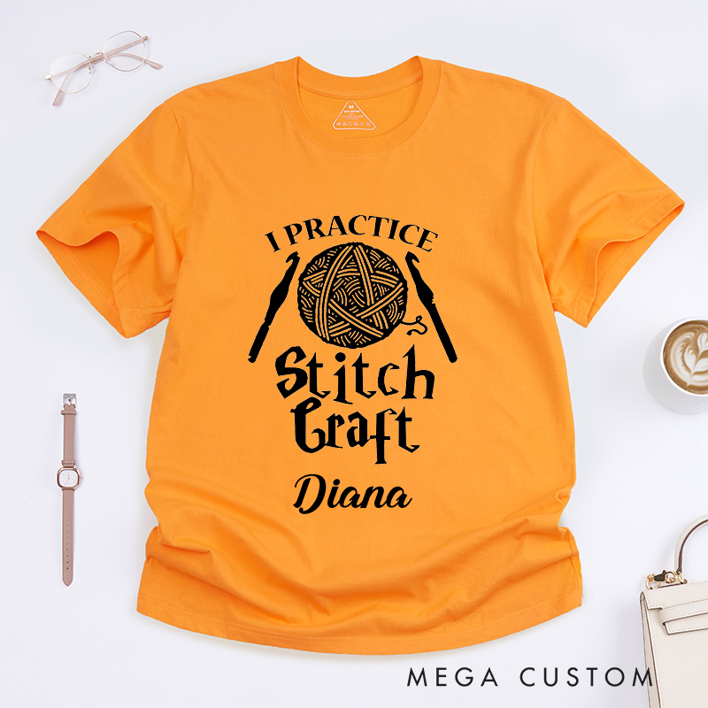 Personalized I Practice Stitch Craft Classic T-Shirts for Crocheting Lovers Halloween Crocheting Shirt 