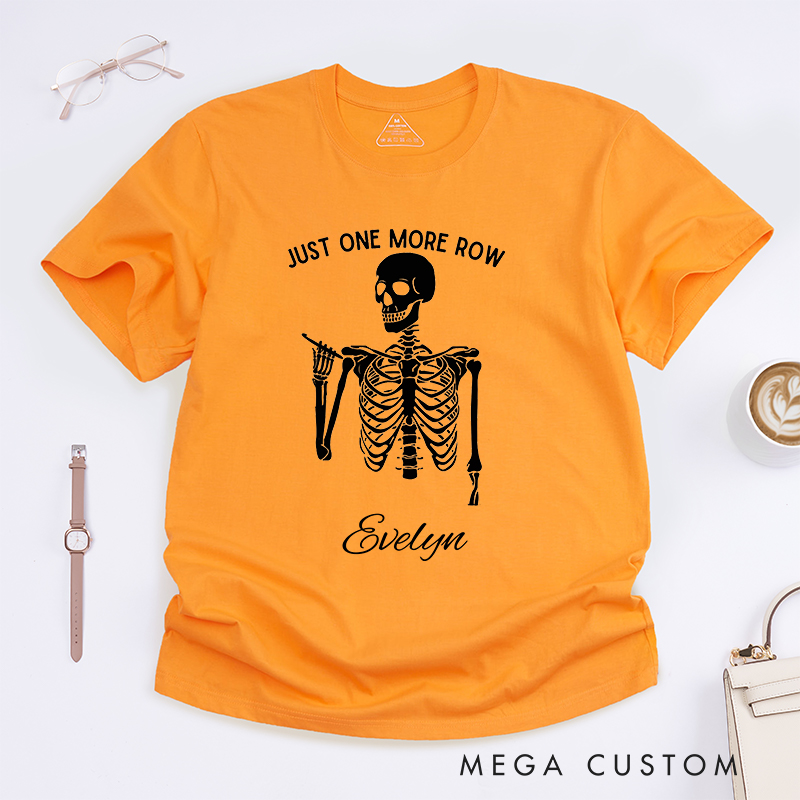 Personalized Just One More Row Classic T-Shirts for Crocheting Lovers Halloween Gift for Crocheter