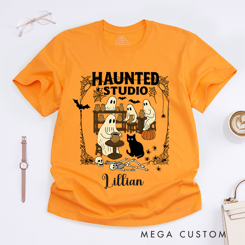 Personalized Haunted Studio Classic T-Shirts for Pottery Lovers Halloween Gift for Ceramics Artist