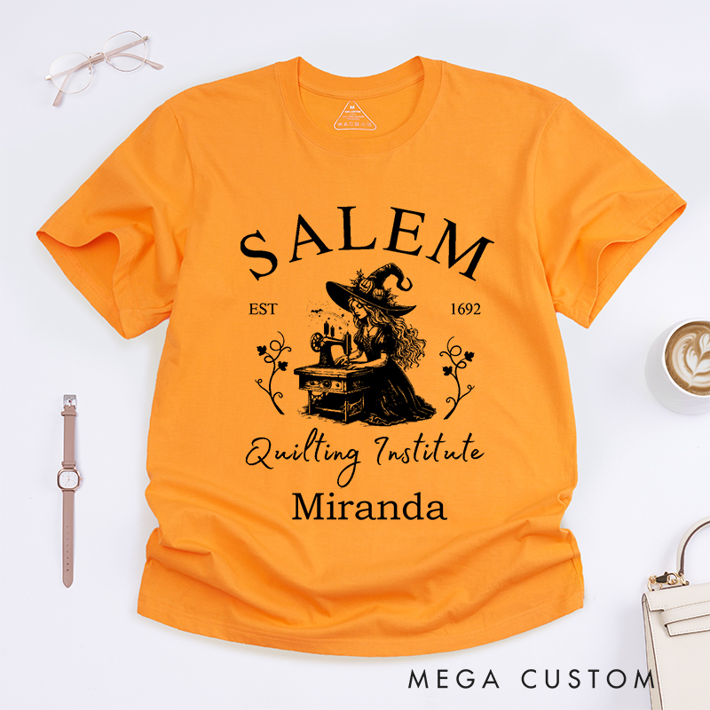 Personalized Salem Quilting Institute Classic T-Shirts for Sewing Lovers Halloween Sewer Gift Shirt