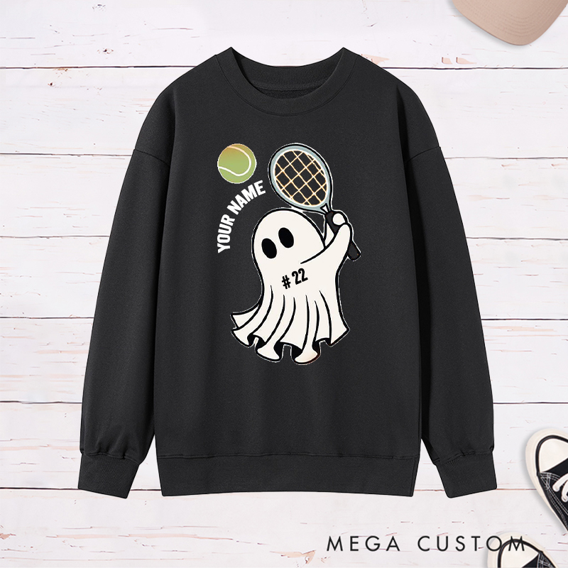  Personalized Ghost Tennis Sweatshirt with Custom Name and Number  