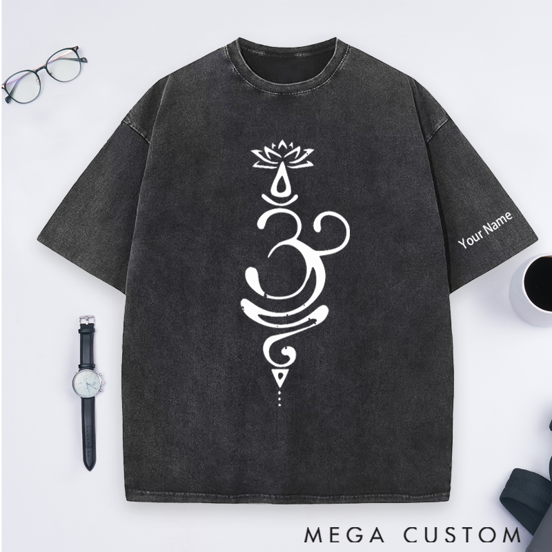 Personalized Yoga Teacher Washed T-Shirt with Elegant Line Art Design Perfect Gift for Yoga Lover and Daily Wear