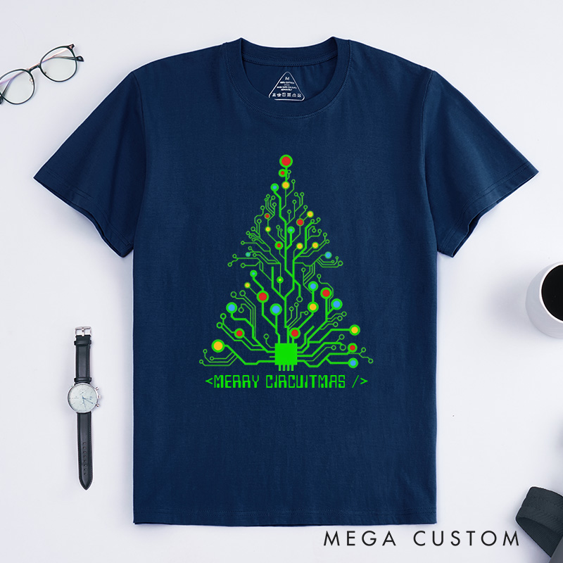 Personalized Merry Circuitmas T-Shirt Programmer Computer Technology Lovers Shirt Christmas Gift for Geek Nerd
