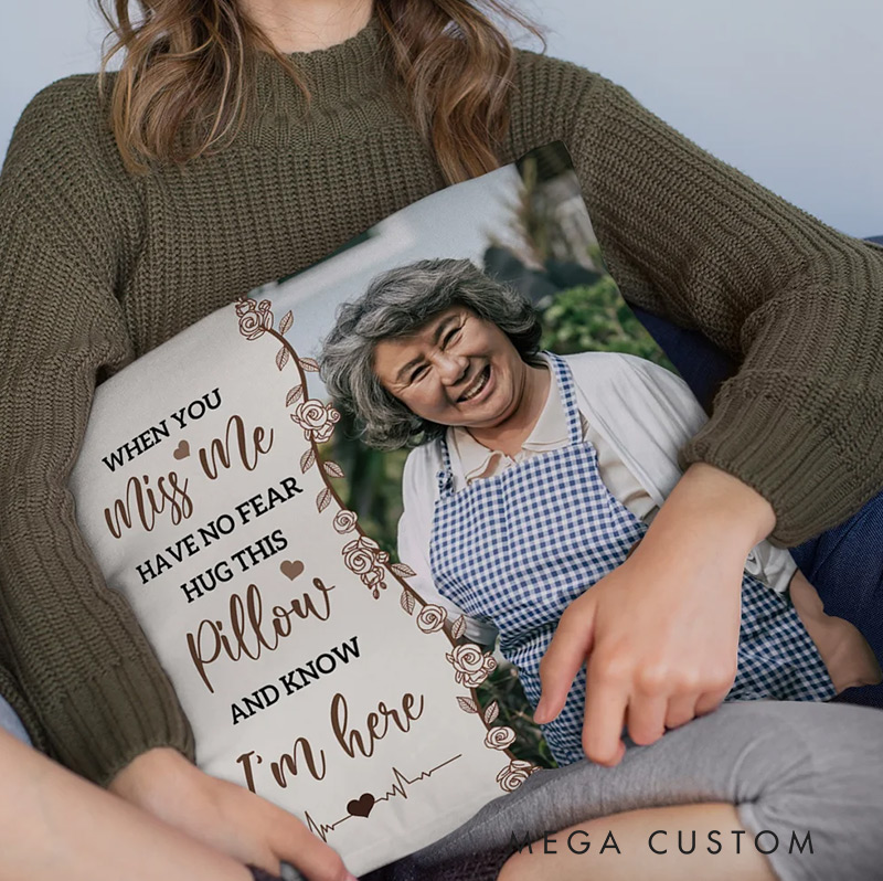 Personalized Photo Memorial Throw Pillow with Name Sympathy Bereavement Gift for Loss of Mother Grandmother
