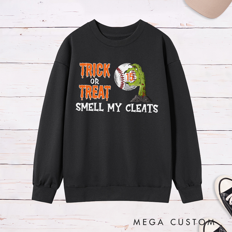 Personalized Trick or Treat Baseball Sweatshirt with Custom Text   